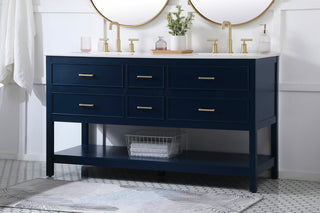 Sally 60" Double Bathroom Vanity, Blue