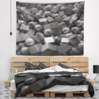Balls and Cubes 3D Design Abstract Wall Tapestry, 92"x78"