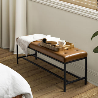 Upholstered Bench, Camel