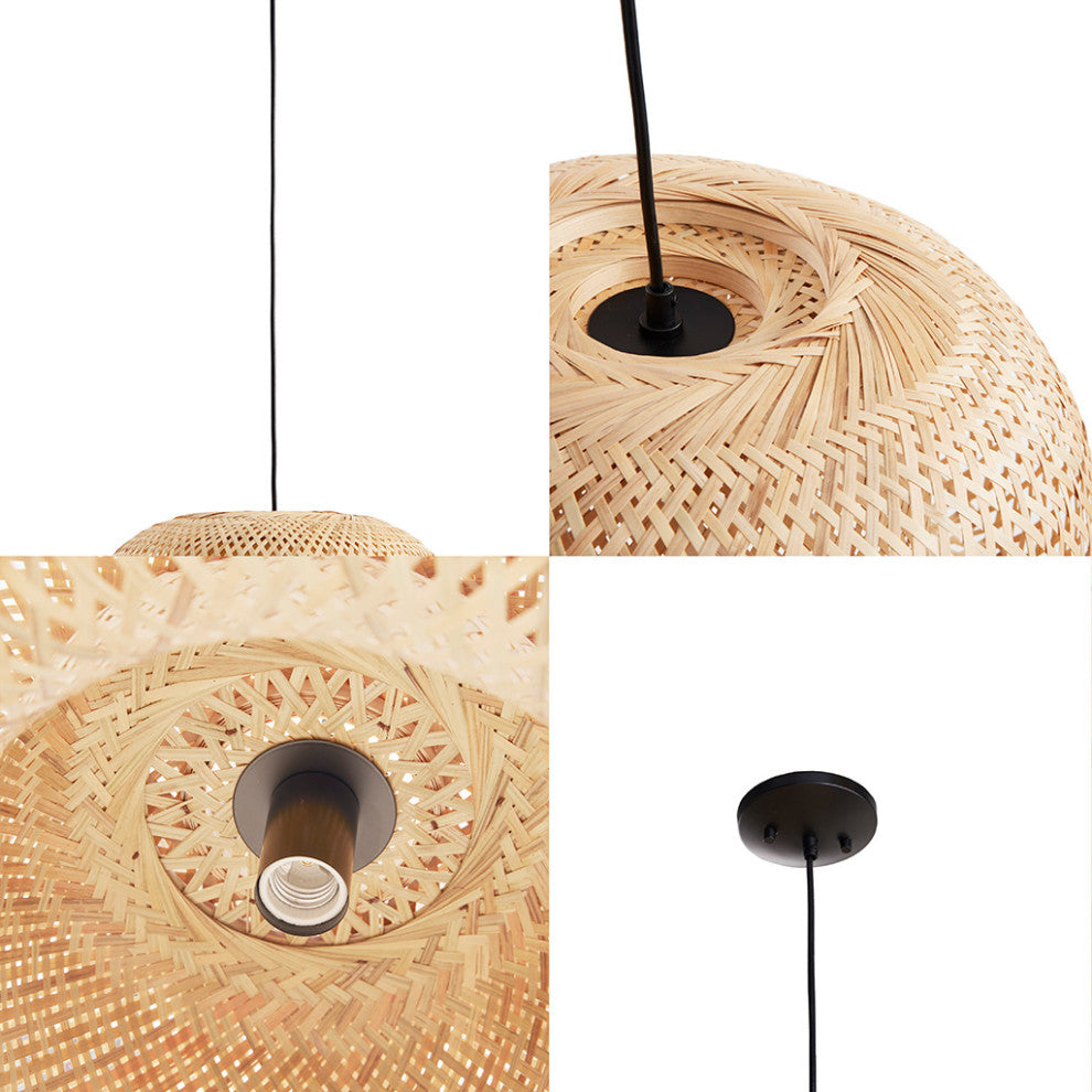INK+IVY Astrid Natural Bamboo Rattan Bowl Pendant