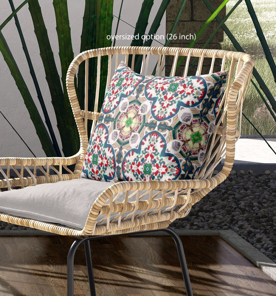 28" Green White Cloverleaf Indoor Outdoor Throw Pillow