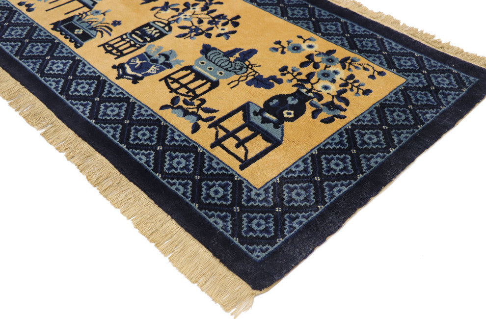 Vintage Chinese Art Deco Rug, 02'04 x 04'06