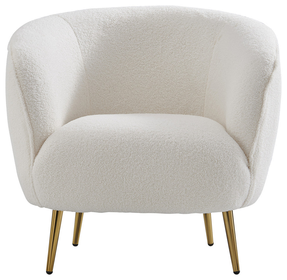 LUXMOD Modern Boucle White Armchair Reading Lounge Chair, White
