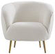 LUXMOD Modern Boucle White Armchair Reading Lounge Chair, White