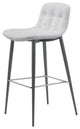 Bar Stool Chair, Set of 2, Faux Vinyl Leather, Steel, White, Dark Gray