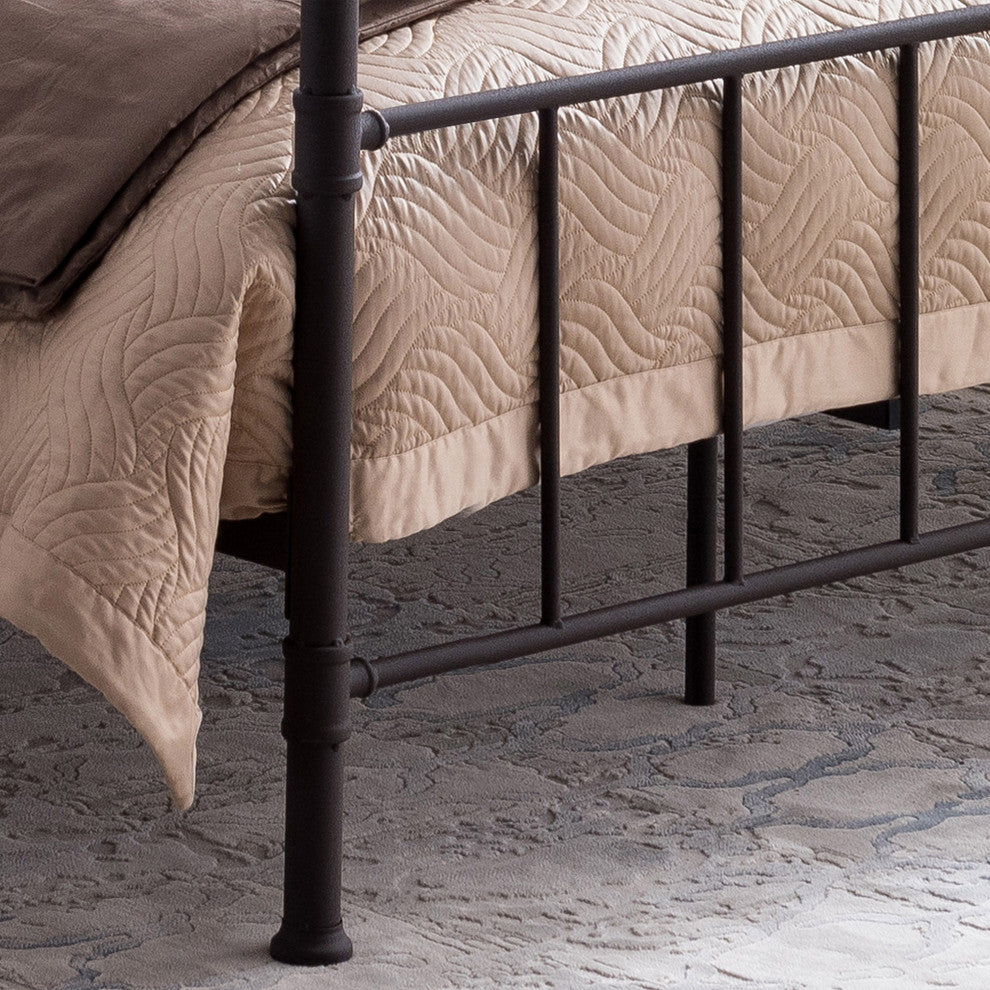 GDF Studio Sally Industrial King Iron Bed Frame, Hammered Copper
