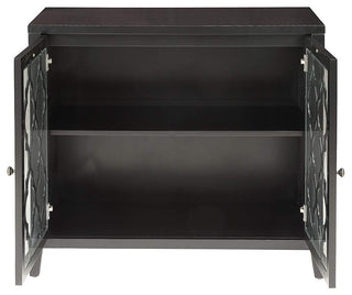 Storage Cabinet With 2 Doors And Quatrefoil Design, Black