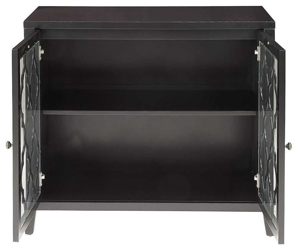Storage Cabinet With 2 Doors And Quatrefoil Design, Black