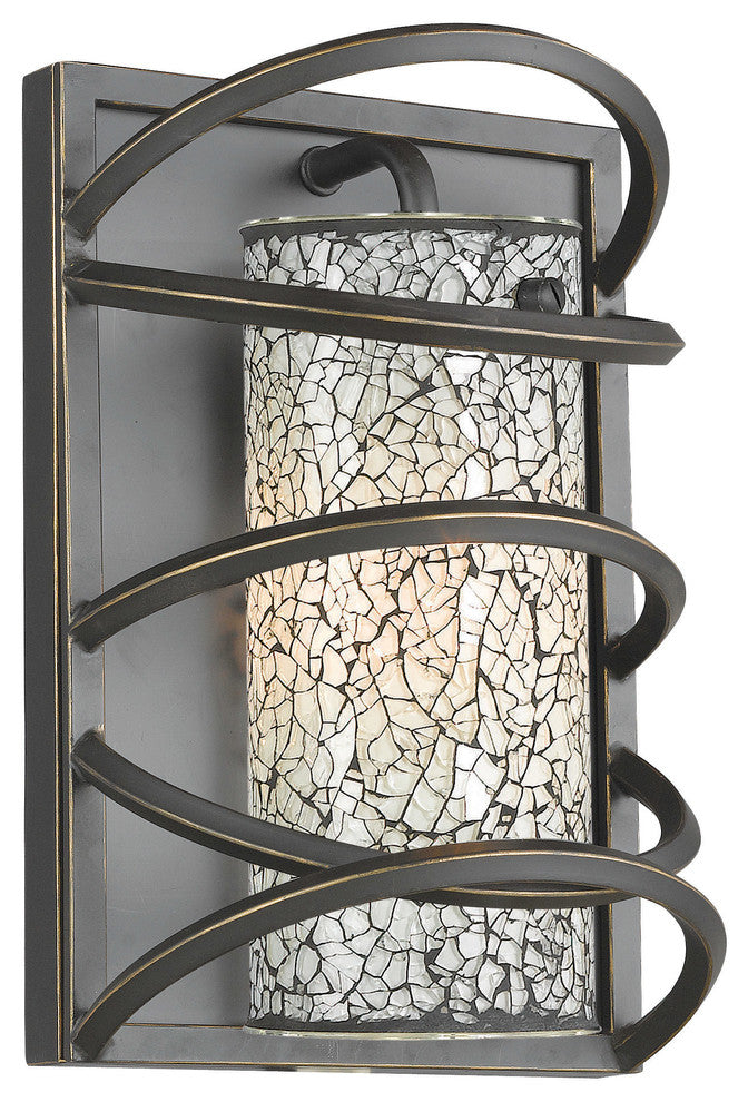 Woodbridge Lighting Loop Wall Sconce Black, White Mosaic Glass