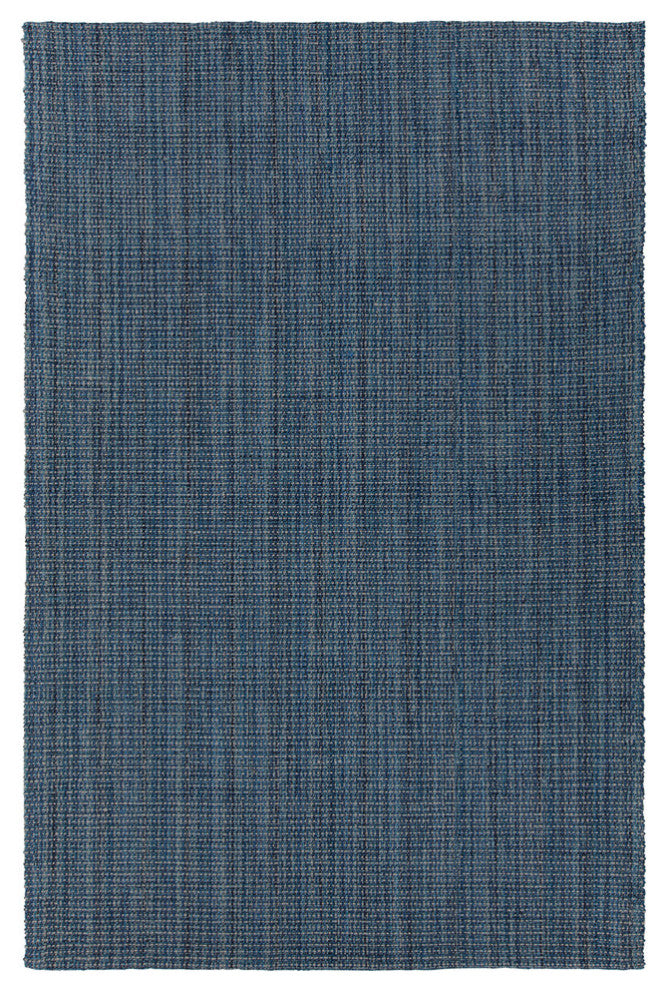 Ziva Handwoven Contemporary Rug, Blue/Gray/Black, Rectangular 9'x13'