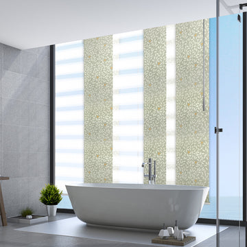 Blanched White-Mrytle 6-Panel Track Extendable Vertical Blinds 70-130"x94"