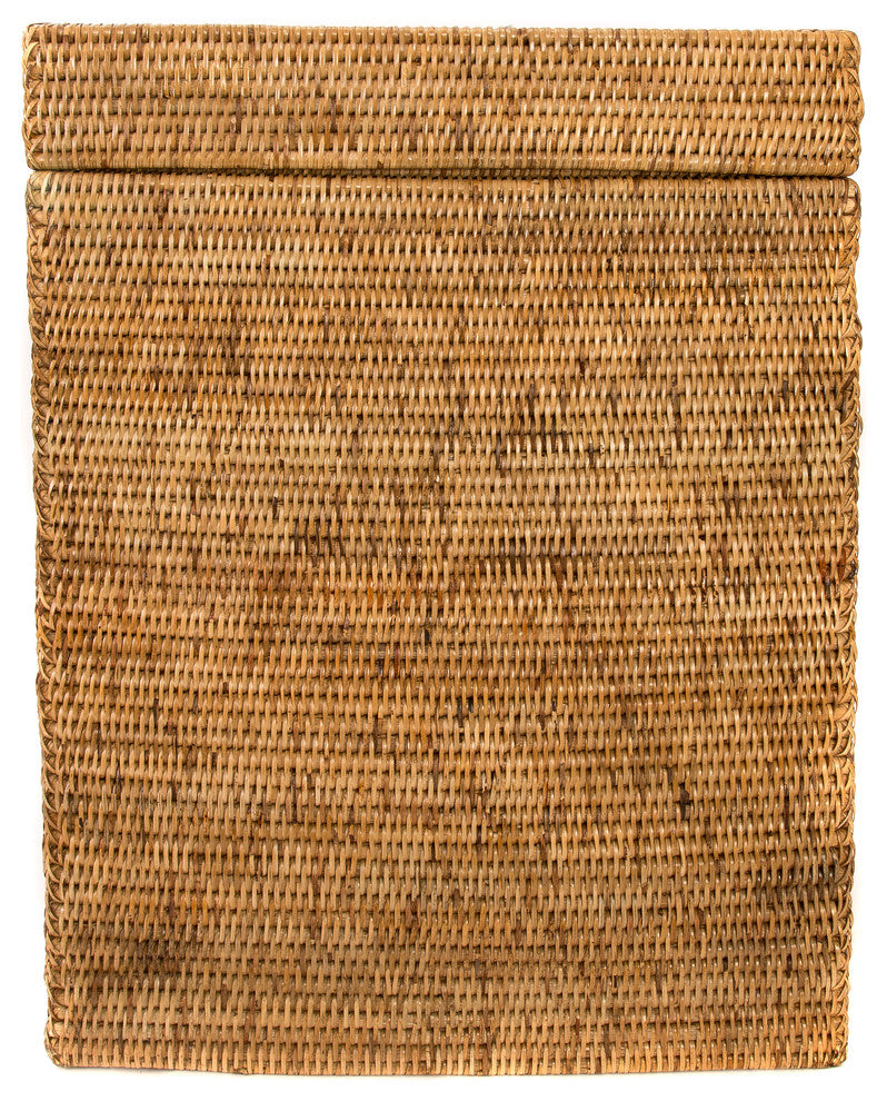 Artifacts Rattan Rectangular Hamper With Hinged Lid, Honey Brown