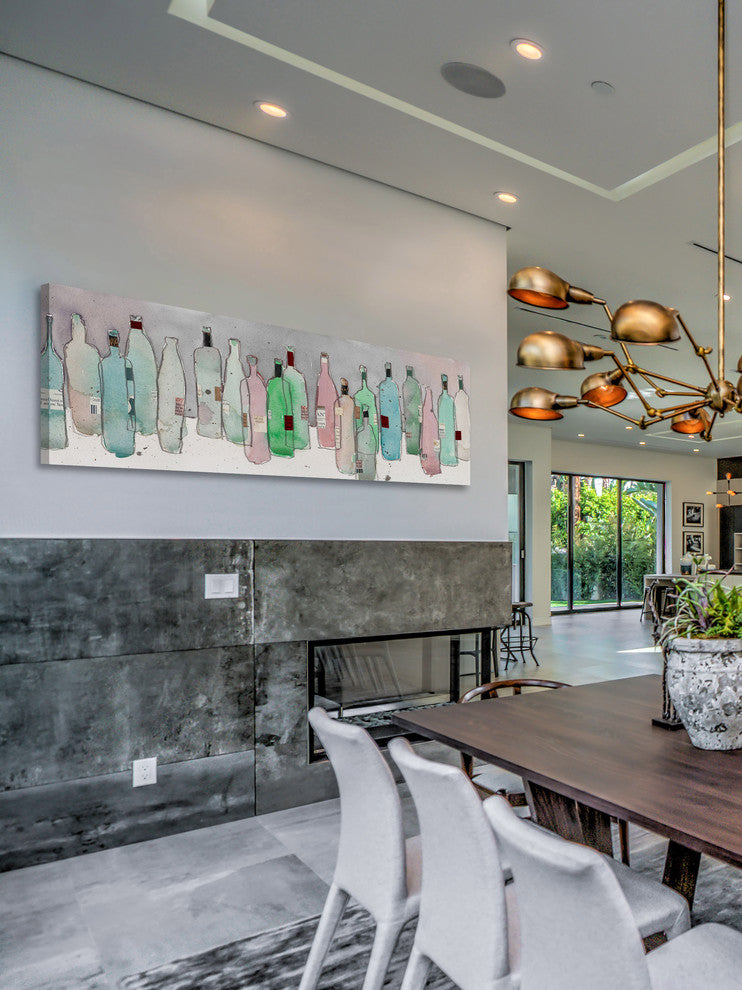 "Wine Party III" Painting Print on Wrapped Canvas, 45x15