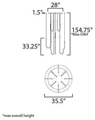 ET2 E24988 Soleil 36"W Multi Light Pendant - Natural Aged Brass