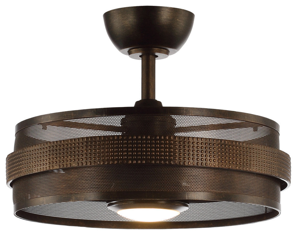 21 in Indoor Bronze Gold Farmhouse Rattan Caged Ceiling Fan With Remote Kit