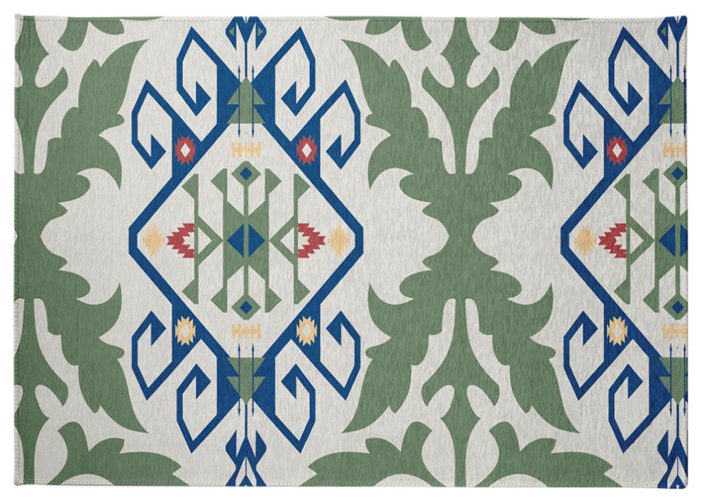 Bombay Medallion Spring Chenille Rug, Dark Cobalt Blue, 5'x7'
