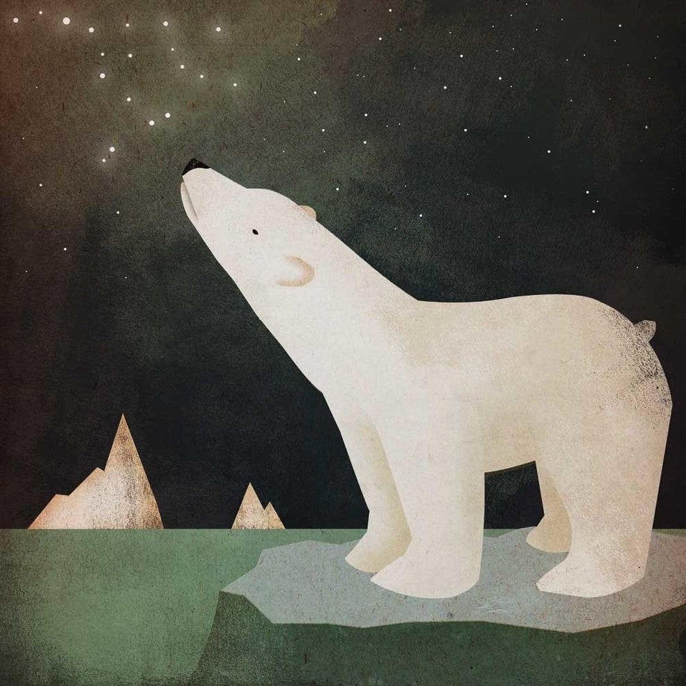 "Constellations Polar Bear" Fine Art Canvas Print, 54"x54"