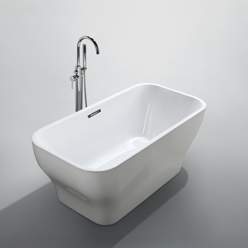 Novara 59" Freestanding Bathtub, Glossy White