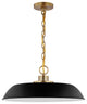 Colony 1-Light Medium Pendant, Matte Black With Burnished Brass