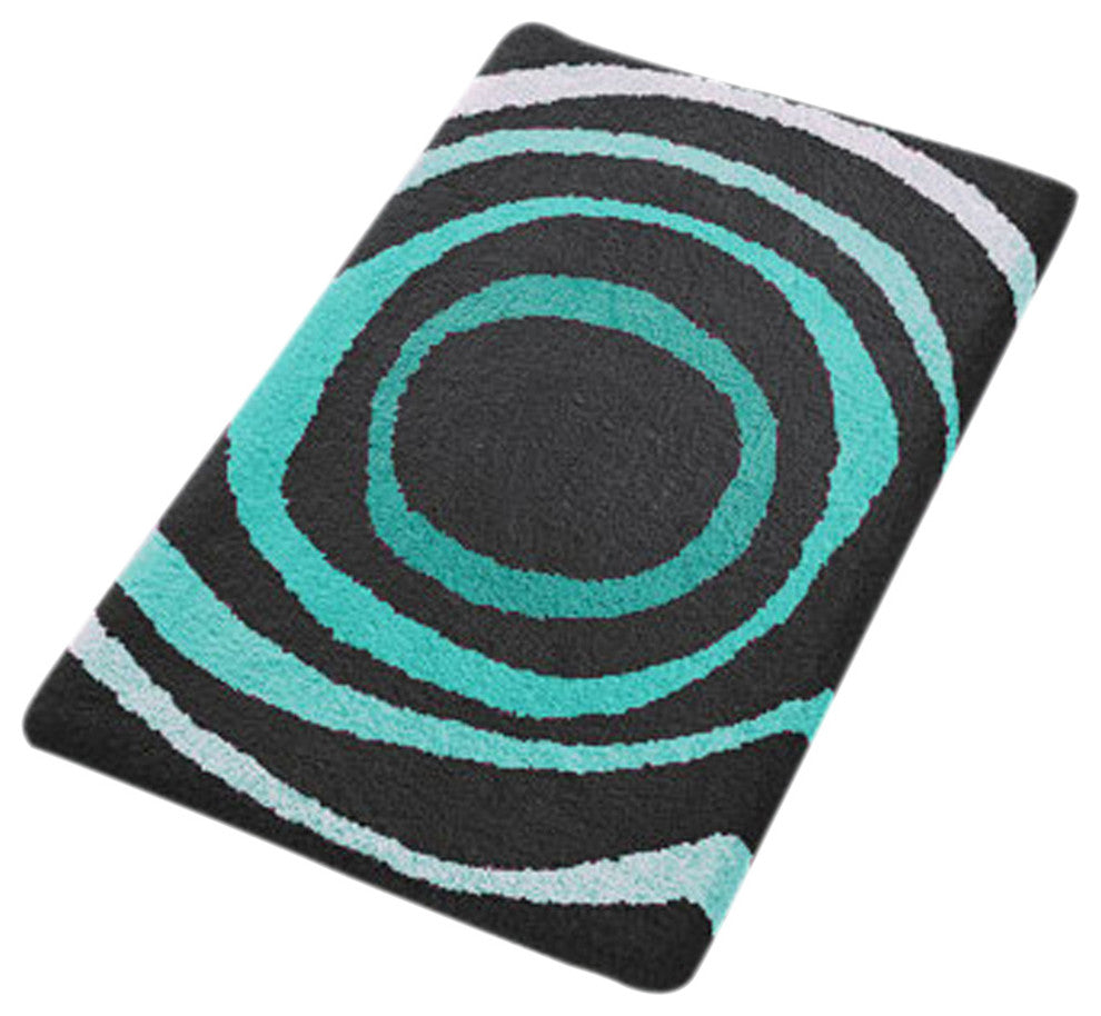 Turquoise Luxury Non Slip Washable Bathroom Rug, Highlight, Medium