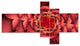 Dense Fractal Pink Petals, Floral Canvas Art Print, 60"x32", 5 panels
