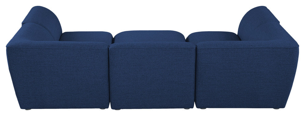 Miramar Linen Textured Fabric  6-Piece Modular U-Shaped Sectional, Navy