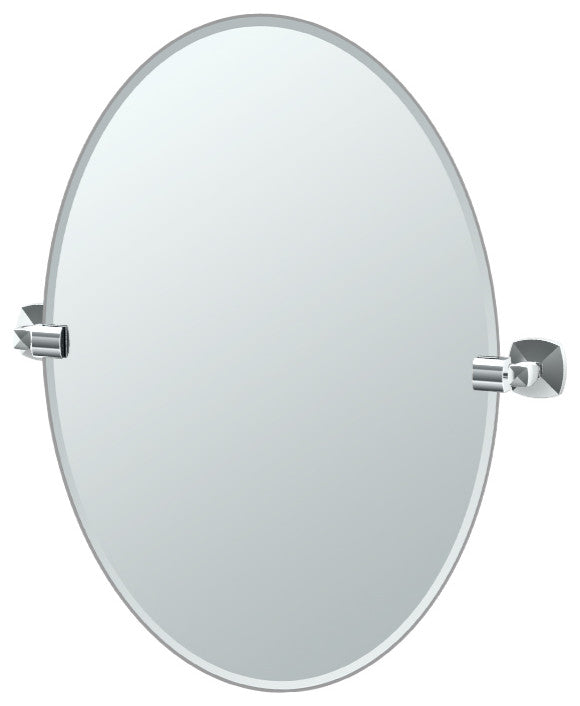 Jewel 32" Frameless Oval Mirror, Satin Nickel