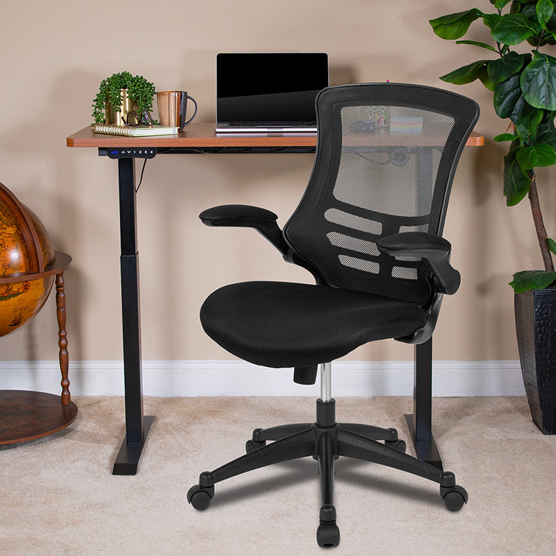 Mahogany Electric Height Adjustable Stand Up Desk with Office Chair