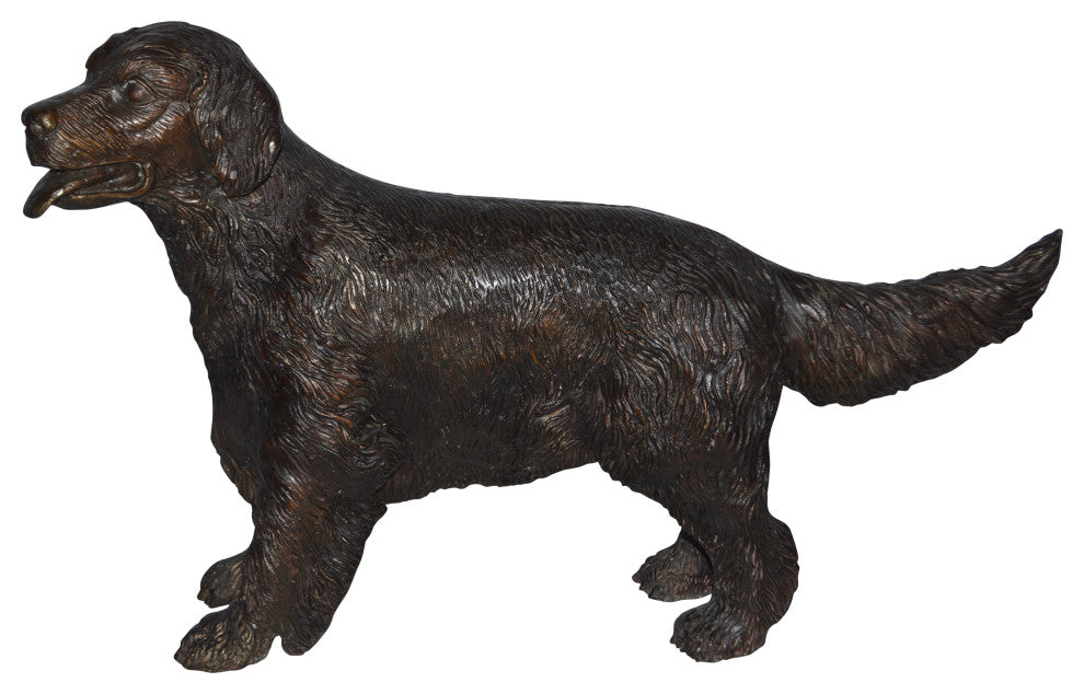 Golden Retriever dog bronze statue - Size: 26"L x 7"W x 16"H.
