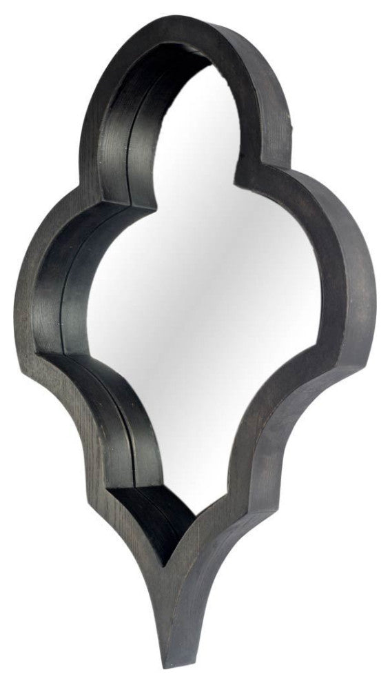 Geneva 23"x34" Silver Wood Frame Mirror, Black