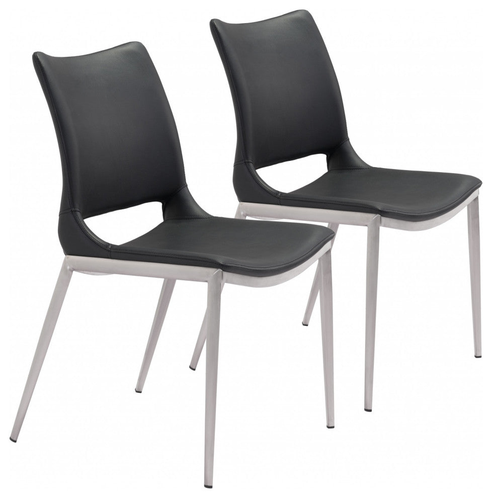 Cradle White Faux Leather Side or Dining Chairs Set of 2