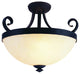 Weathered Bronze and Amber Stone Glass Semi Flush Ceiling Light