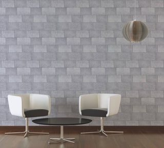Geometric Faux Textured Wallpaper Featuring Concrete Blocks, 382011