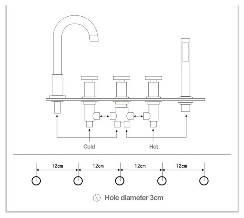 Brindisi Brass Deck Mounted Chrome Bathroom Faucet With Hand Shower