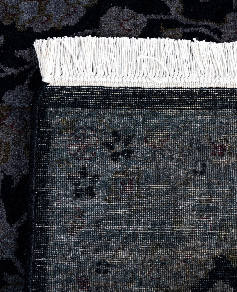 Overdyed One-of-a-Kind Hand-Knotted Area Rug Black, 2' 7" x 10' 6"