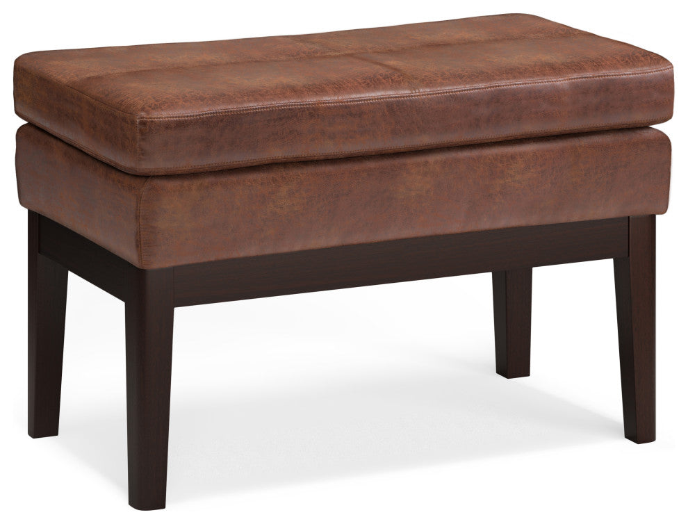 Carlson Small Ottoman Bench, Distressed Saddle Brown