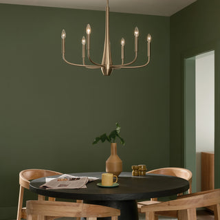Deela 6 Light Chandelier 1 Tier Medium, Champagne Bronze