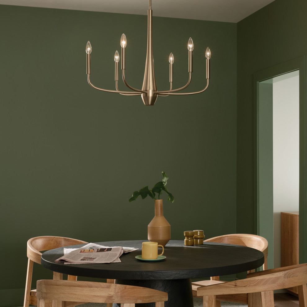 Deela 6 Light Chandelier 1 Tier Medium, Champagne Bronze