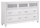 Contemporary Double Dresser, Glittering Accents & Diamond Chrome Hardware, White