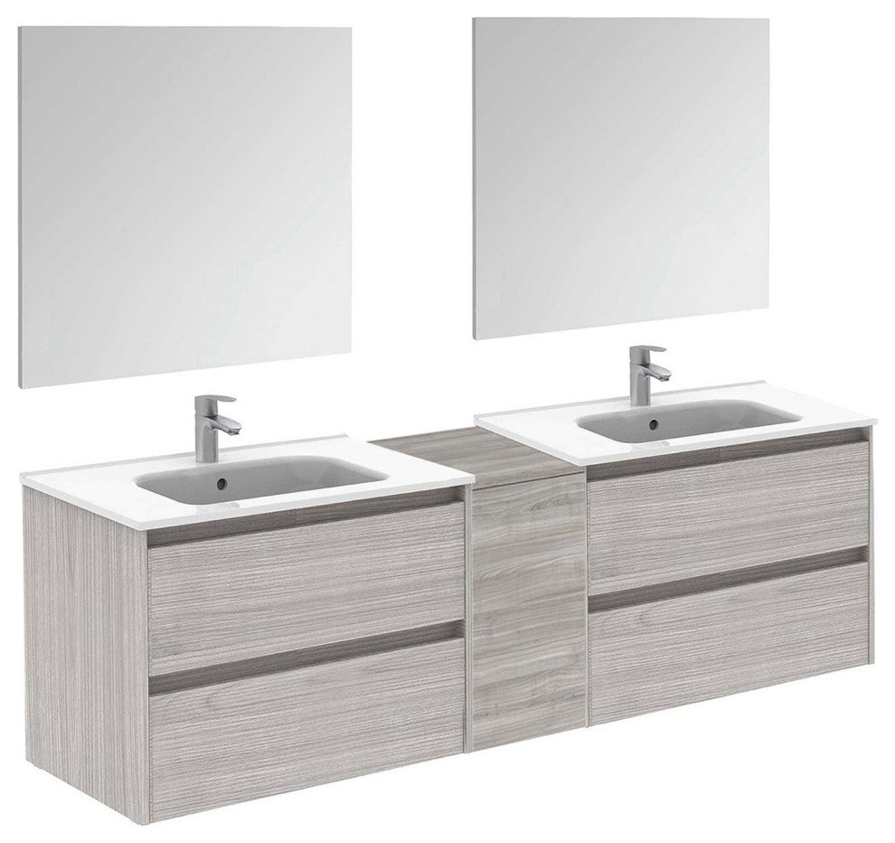 60" Vanity Set with Mirror and Sink Sansa by Royo, Sandy Grey, 76"