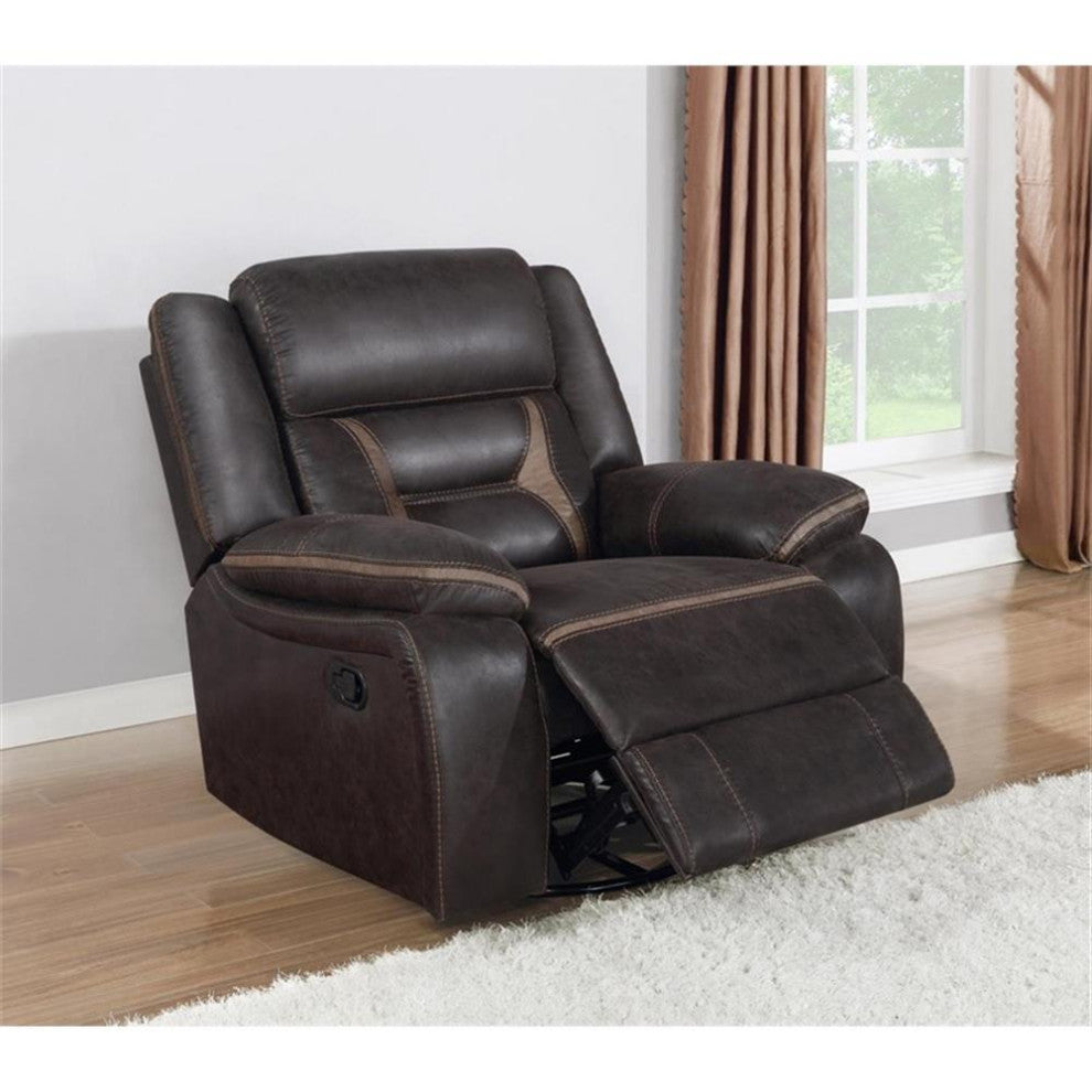 Coaster Greer Faux Leather Upholstered Tufted Back Glider Recliner Brown