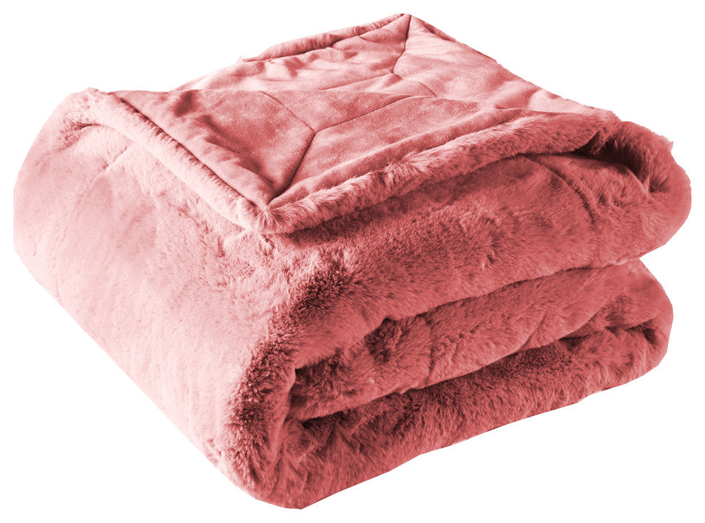Heavy Faux Fur Throw, Coral Spice, 60"x80"