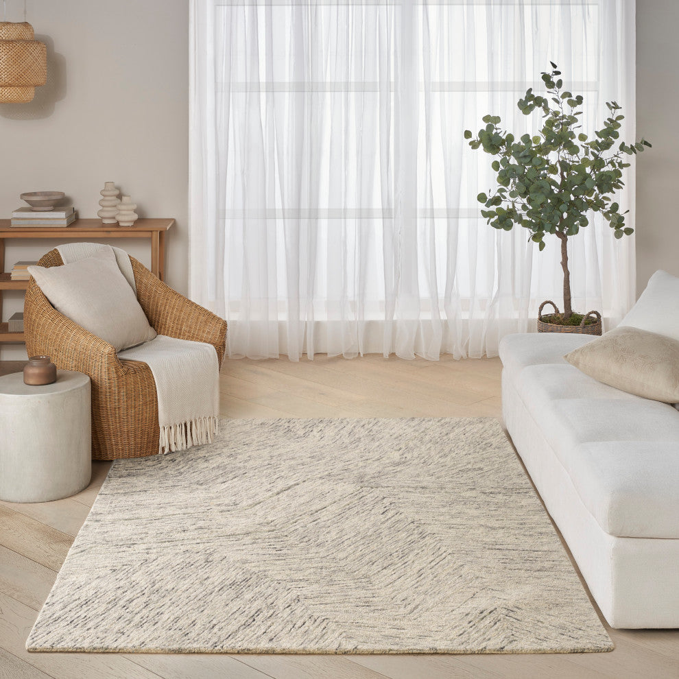 DKNY Pure Angles 3'9" x 5'9" Grey Modern Indoor Rug