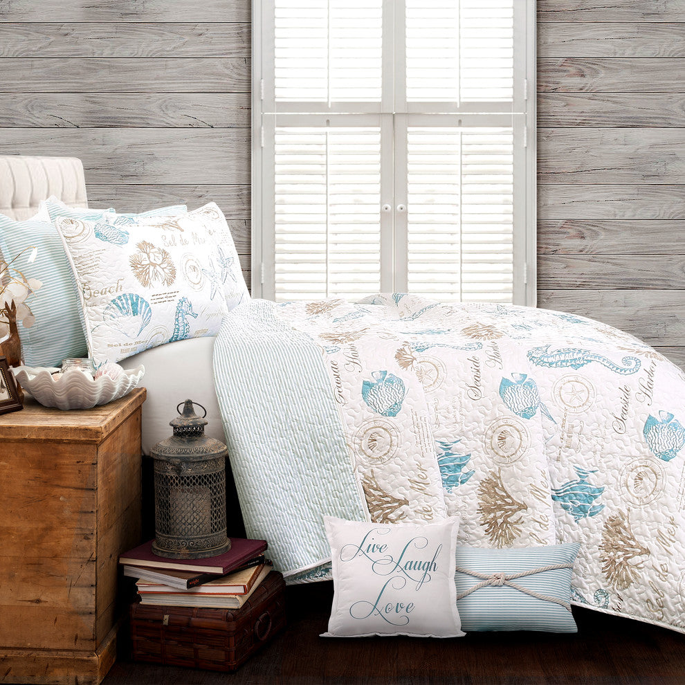 Harbor Life Quilt 7 Piece Set, Blue, King