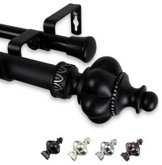 Arlie 1" Double Curtain Rod, Black, 66-120"