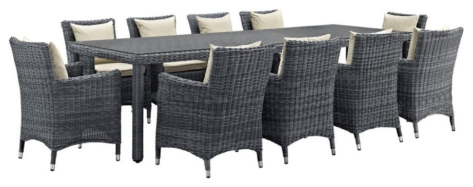Summon 11-Piece Outdoor Patio Sunbrella Dining Set