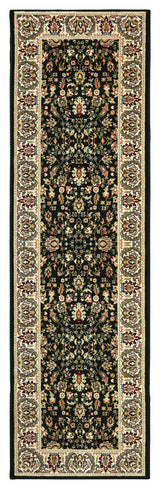 Karaman Traditional Black/ Ivory Area Rug, 2'3"x7'6"