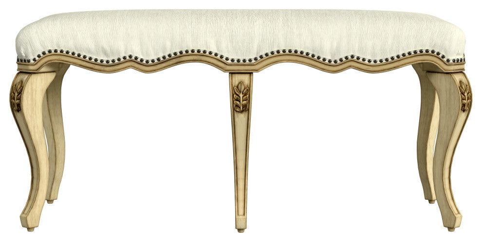 Michelline Upholstered 42"W Bench, Antique Beige
