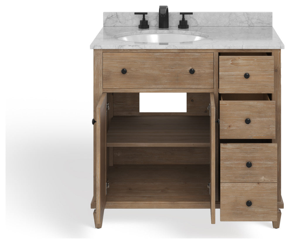 The Wailea Bathroom Vanity, Weathered Fir, 36", Single Sink, Freestanding