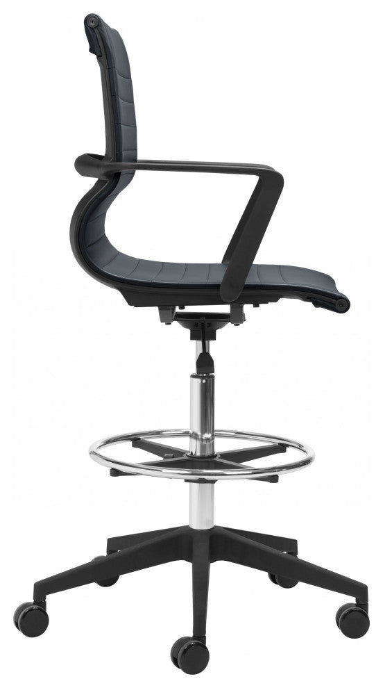 Mod All Black Faux Leather Drafting Chair